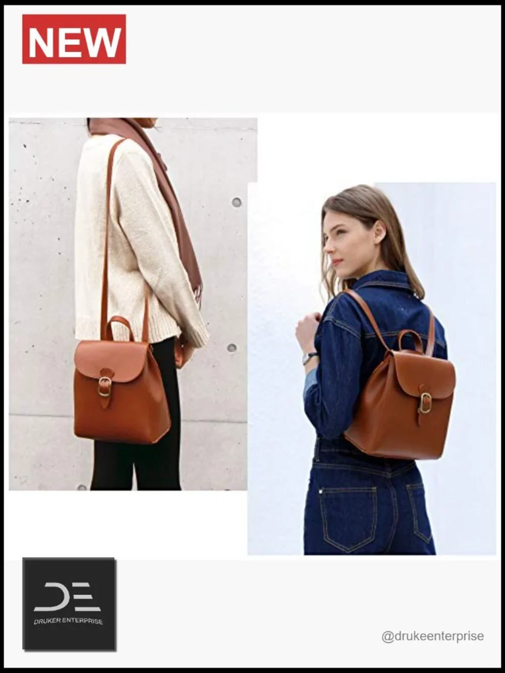 Vegan Leather Flap Convertible Backpack Daypack